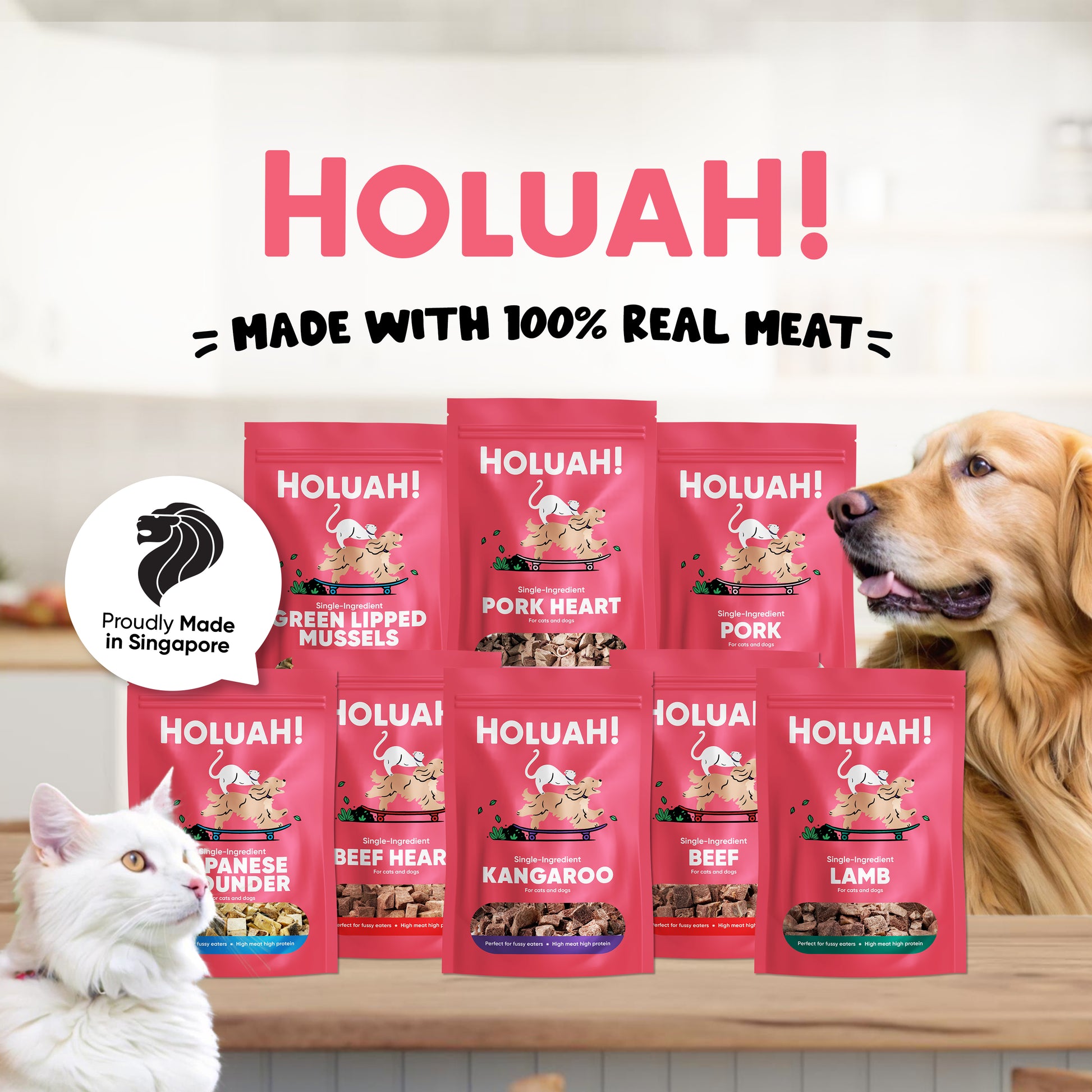 Holuah! Freeze Dried Pork Heart Cats & Dogs Treats 70g