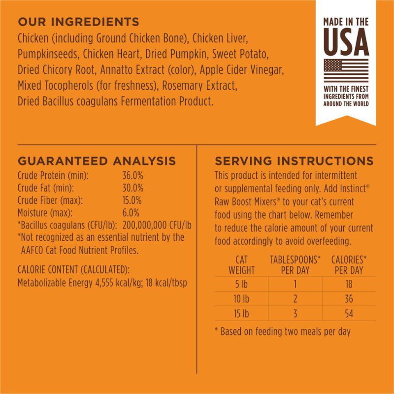 Instinct Freeze-Dried Raw Boost Mixers Grain-Free Digestive Health Recipe Cat [2 Size]