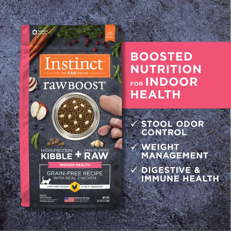 Instinct Raw Boost Kibble Indoor Health Recipe with Real Chicken Dry Cat Food - 5lb