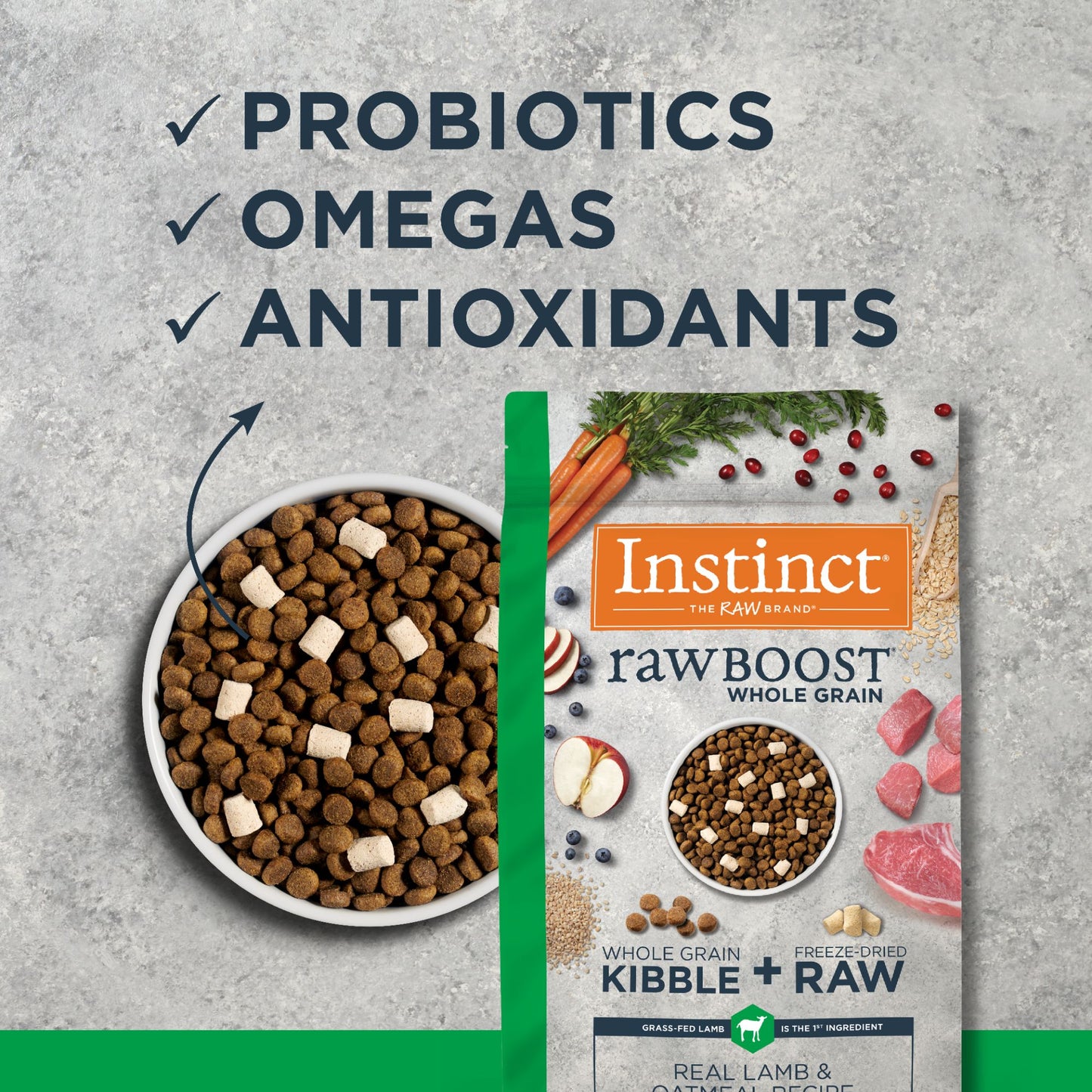 Instinct Raw Boost Whole Grain Real Lamb & Oatmeal Recipe Dry Dog Food 4.5lbs