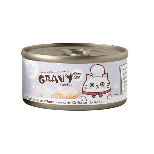 Jollycat Fresh White Meat Tuna & Chicken Breast in Gravy - 80g