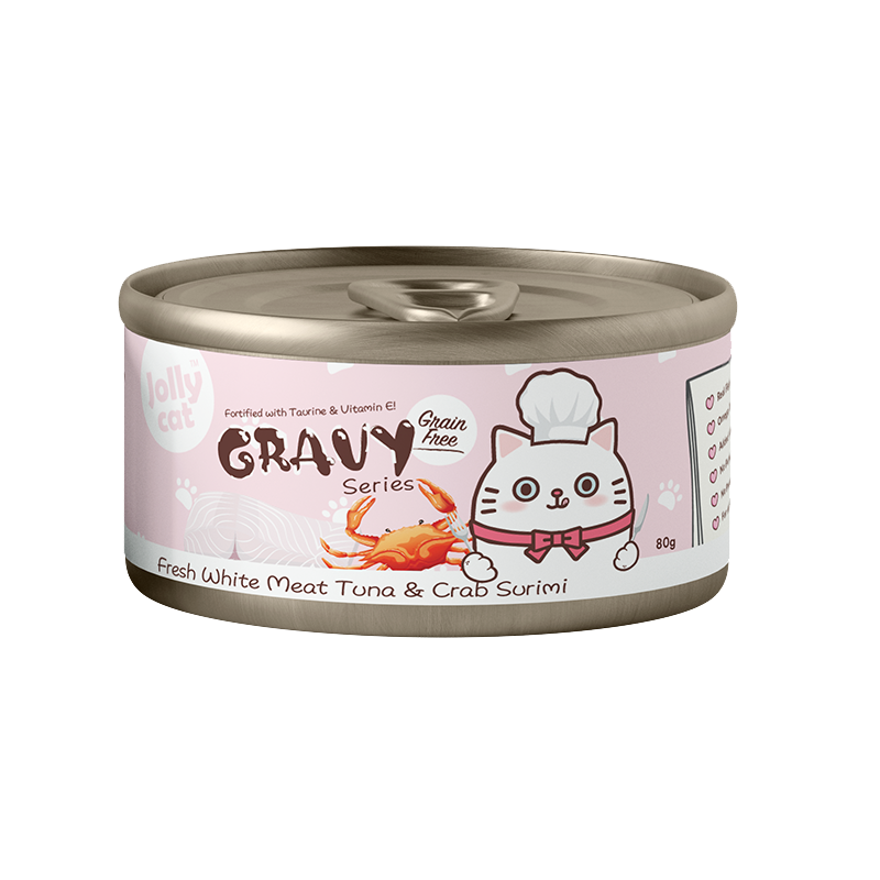 Jollycat Fresh White Meat Tuna & Crab Surimi in Gravy - 80g