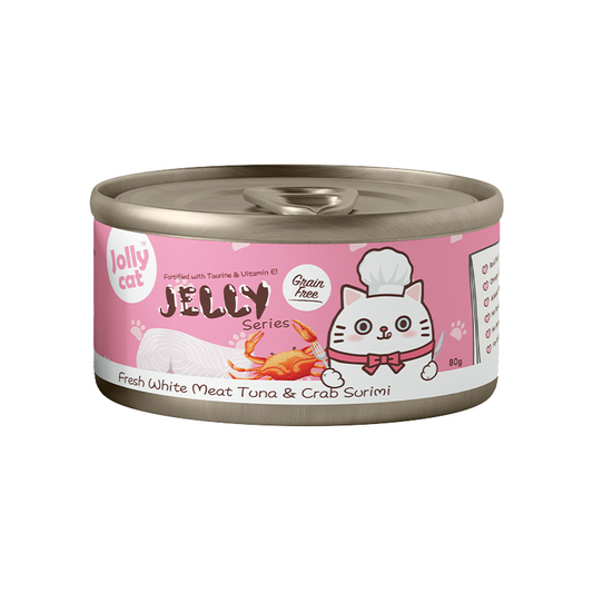 Jollycat Fresh White Meat Tuna & Crab Surimi in Jelly - 80g
