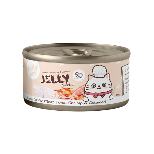 Jollycat Fresh White Meat Tuna, Shrimp & Calamari in Jelly - 80g