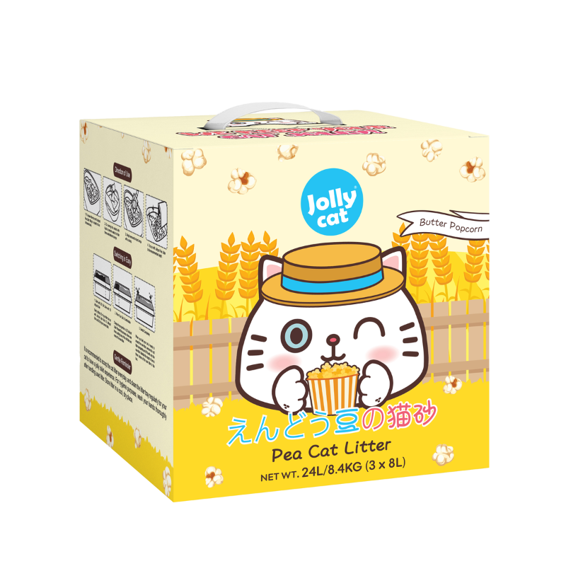 Jollycat Pea Cat Litter Butter Popcorn - 8L x 3 bags (24L/8.4kg)