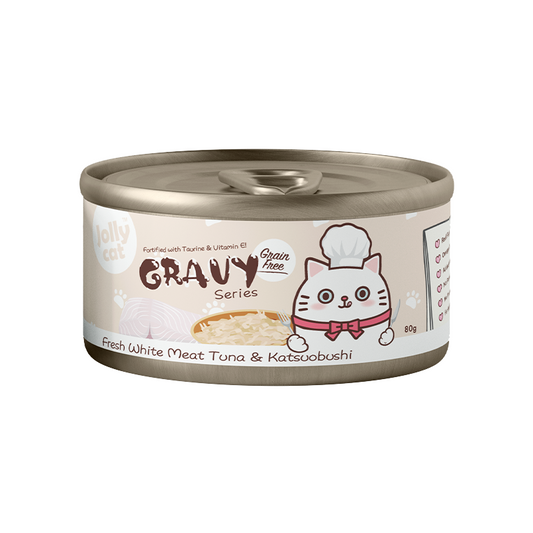 Jollycat Fresh White Meat Tuna & Katsuobushi in Gravy - 80g