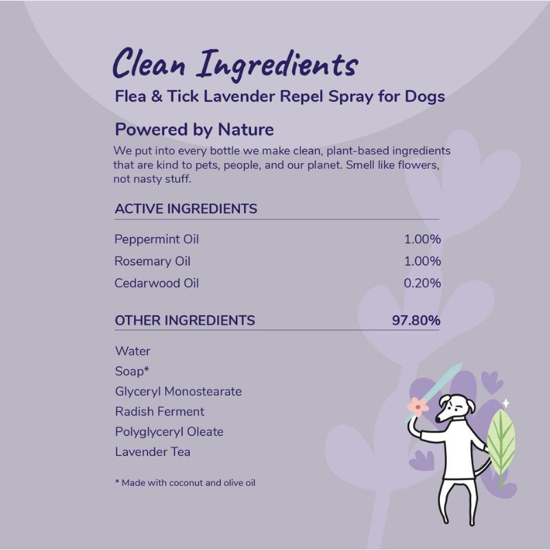 Kin+Kind Flea & Tick Spray Lavender Repel Spray (Dogs & Cats)