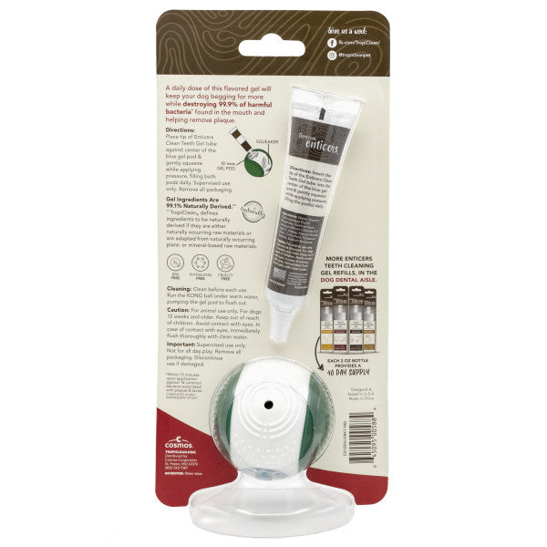 TropiClean Enticers Teeth Cleaning Gel & Kong Dental Ball Dog Toy (Medium)