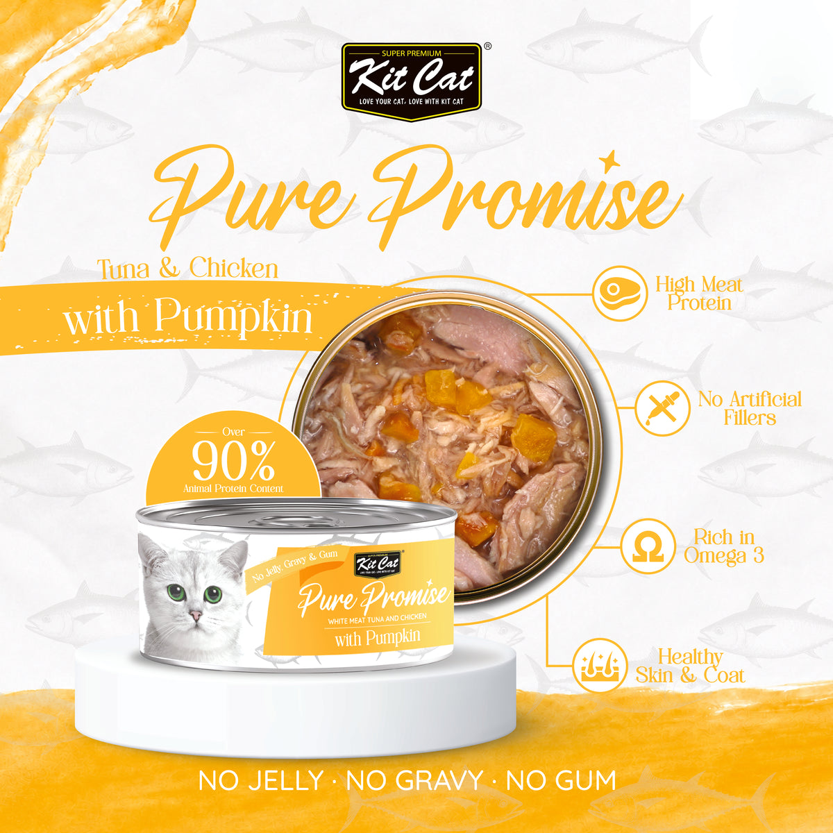 Kit Cat Pure Promise Natural Slow-cooked Wet Cat Food - Tuna & Pumpkin 80g - Box Of 12