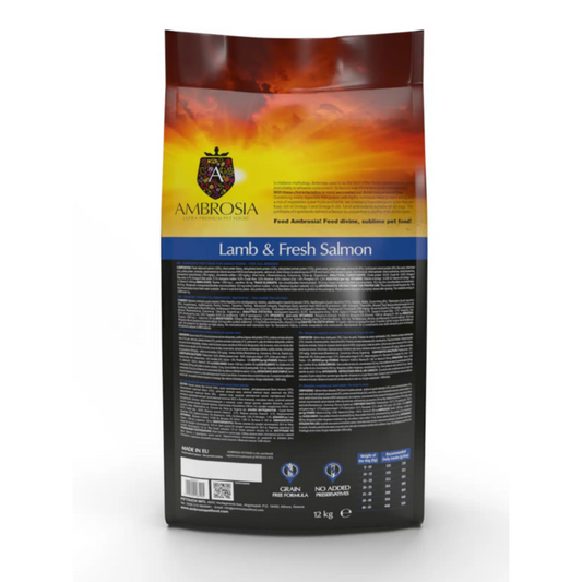 Ambrosia Grain Free Dog Adult Lamb & Fresh Salmon 12kg