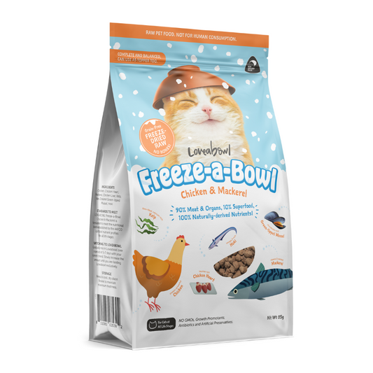 Loveabowl Freeze A Bowl Chicken & Mackerel Grain Free Freeze Dried Raw Cat Food [2 Sizes]