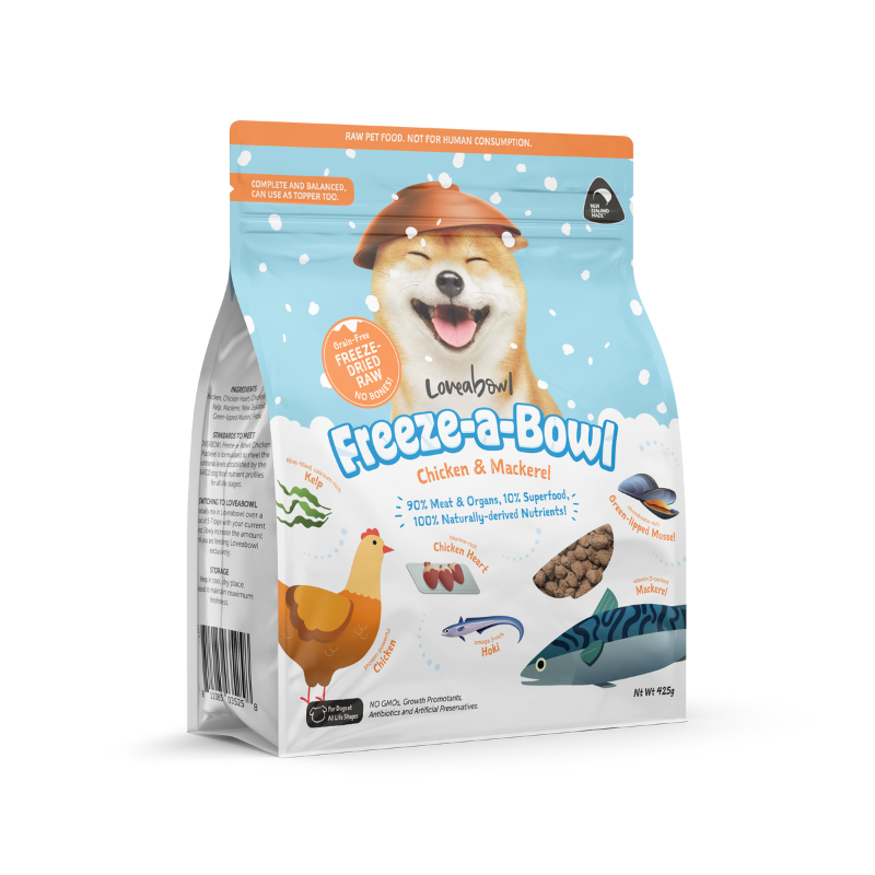 Loveabowl Freeze A Bowl Chicken & Mackerel Grain Free Freeze Dried Raw Dog Food [2 Sizes]