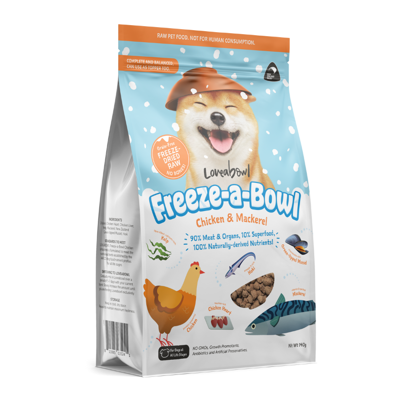 Loveabowl Freeze A Bowl Chicken & Mackerel Grain Free Freeze Dried Raw Dog Food [2 Sizes]