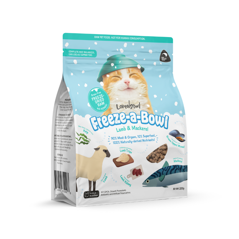 Loveabowl Freeze A Bowl Lamb & Mackerel Grain Free Freeze Dried Raw Cat Food [2 Sizes]