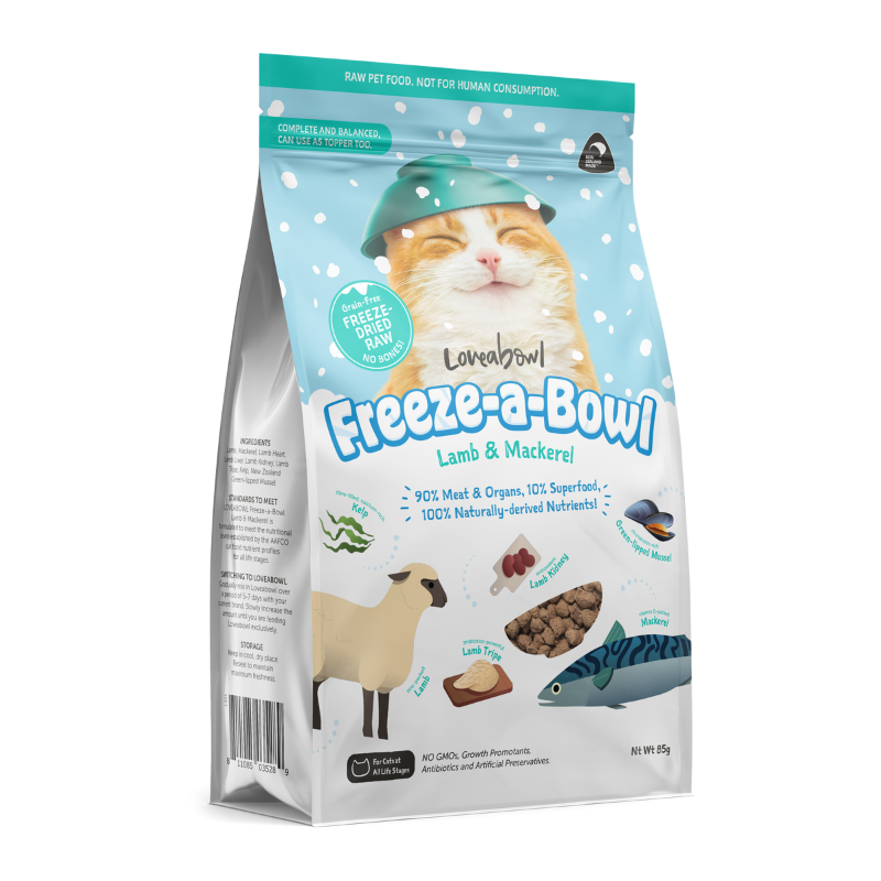 Loveabowl Freeze A Bowl Lamb & Mackerel Grain Free Freeze Dried Raw Cat Food [2 Sizes]