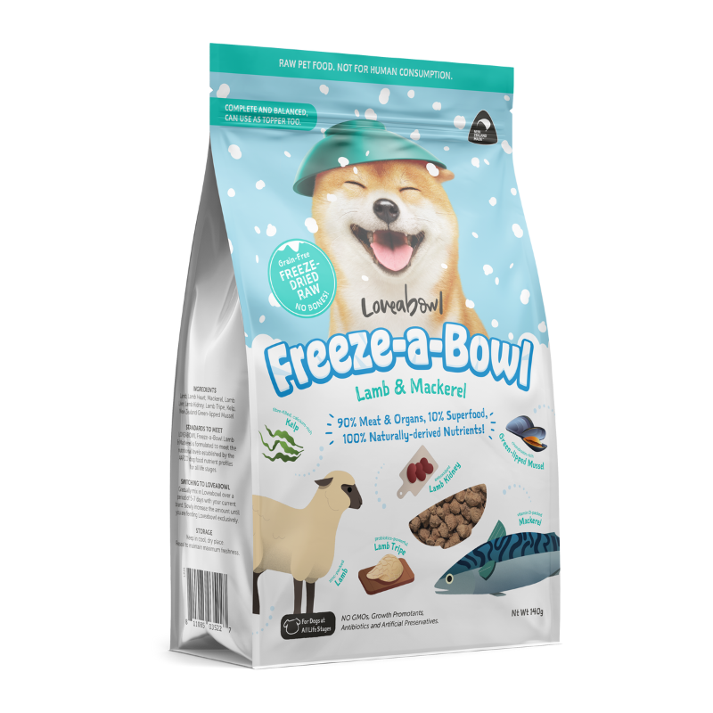 Loveabowl Freeze A Bowl Lamb & Mackerel Grain Free Freeze Dried Raw Dog Food [2 Sizes]