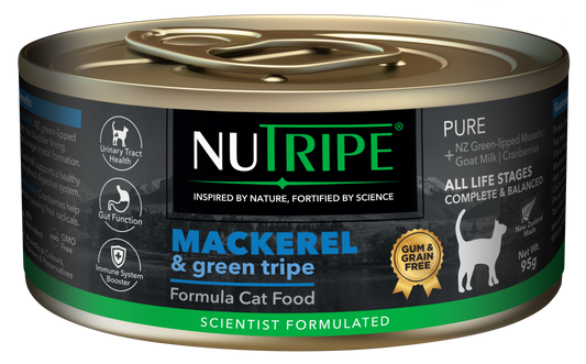 Nutripe Pure Mackerel & Green Tripe Cat (Gum-Free) 95g