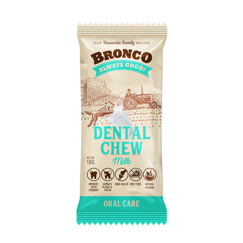[Bundle of 12] Bronco Dental Chew Milk 18g