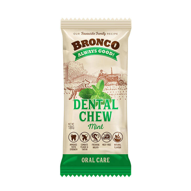 [Bundle of 12] Bronco Dental Chew Mint 18g