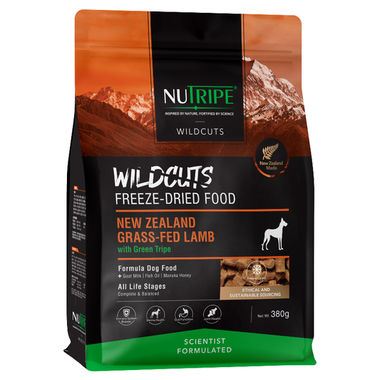 Nutripe WildCuts Freeze-Dried NZ Grass-Fed Lamb with Green Tripe Formula Dog Food 380g