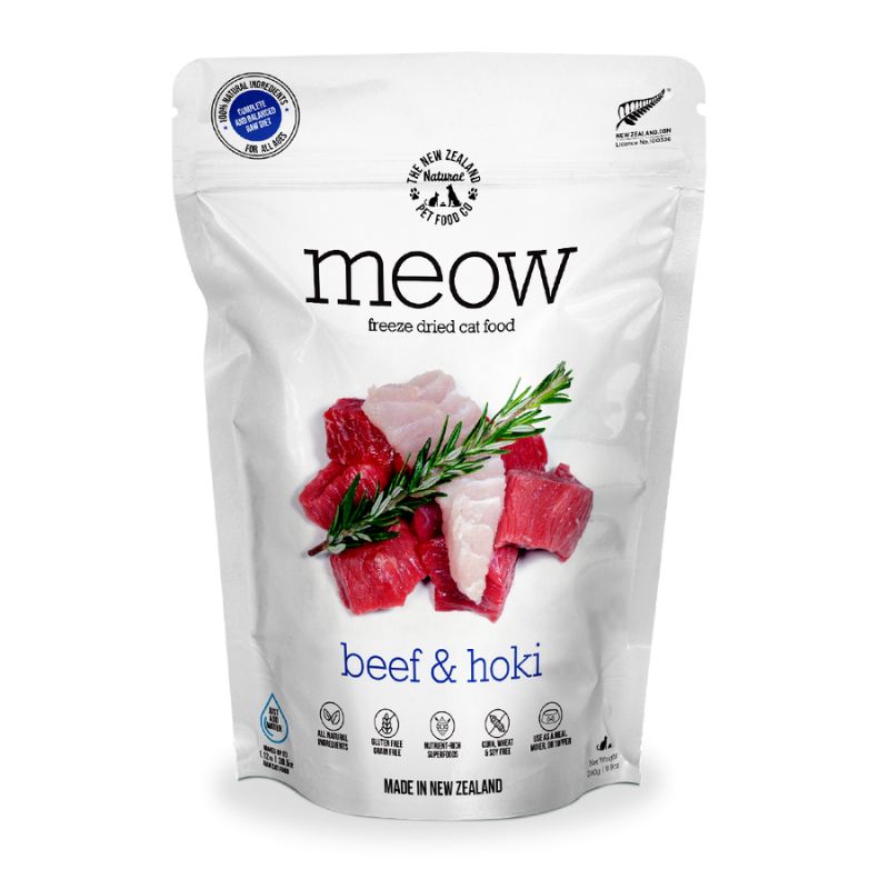 NZ Natural MEOW Freeze Dried Raw Beef & Hoki Cat Food - 280g