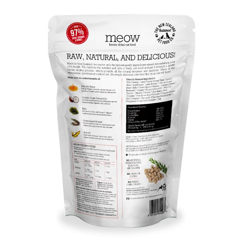 NZ Natural MEOW Freeze Dried Raw Wild Venison Cat Treats - 280g