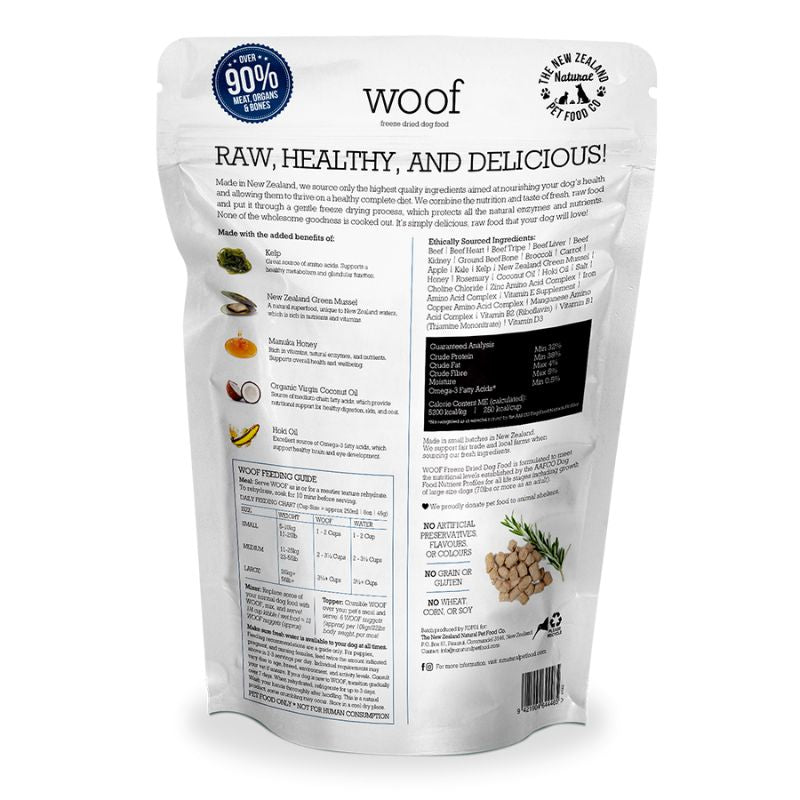 NZ Natural WOOF Freeze Dried Raw Beef Dog Food [2 Sizes]