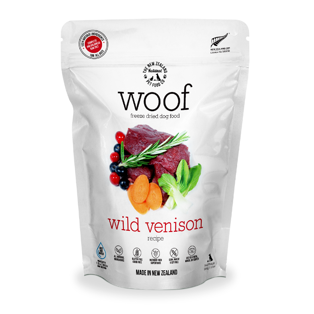 NZ Natural WOOF Freeze Dried Raw Wild Venison Dog Food [2 Sizes]