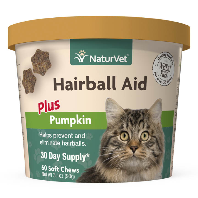 Naturvet Hairball Aid Supplement Plus Pumpkins for Cats - 60ct