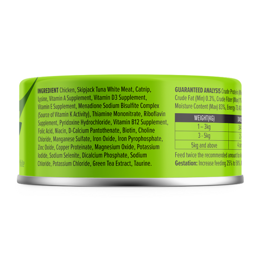 Nurture Pro Longevity Chicken & Skipjack Tuna White Meat With Catnip Canned Cat Food - 80g