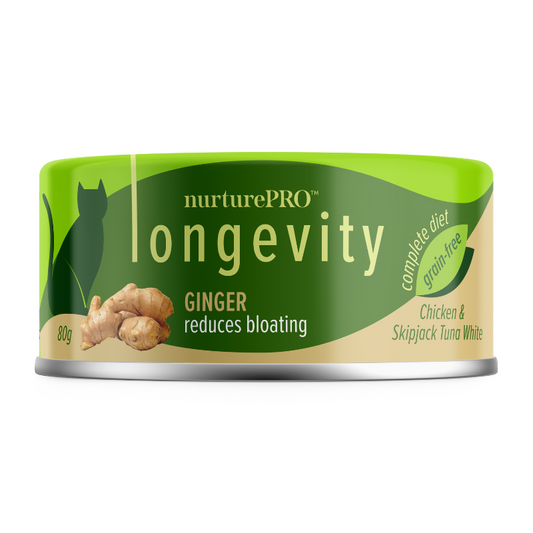 Nurture Pro Longevity Chicken & Skipjack Tuna White Meat With Ginger Canned Cat Food - 80g