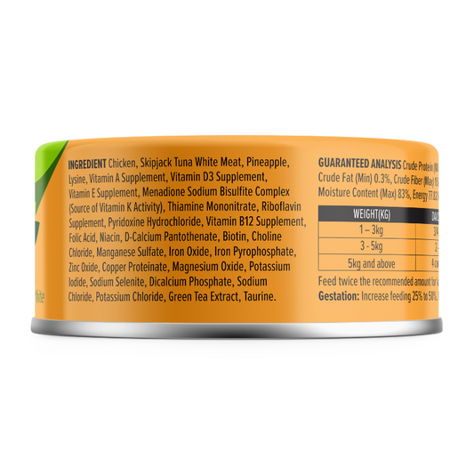 Nurture Pro Longevity Chicken & Skipjack Tuna White Meat With Pineapple Canned Cat Food - 80g