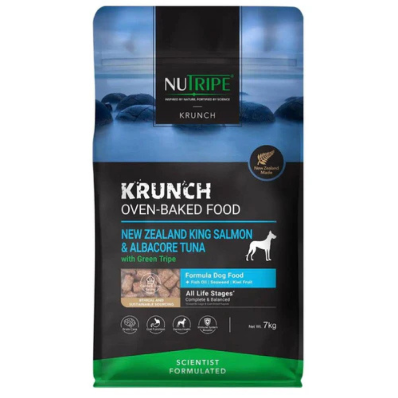 Nutripe Krunch Oven-Baked NZ King Salmon & Albacore Tuna with Green Tripe Formula Dog Food