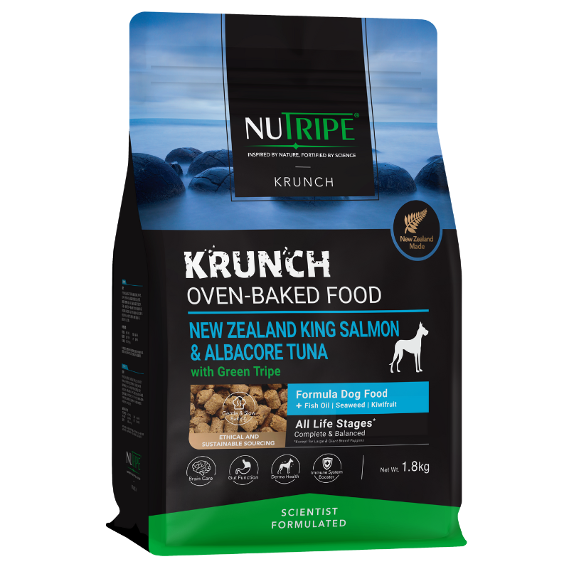 Nutripe Krunch Oven-Baked NZ King Salmon & Albacore Tuna with Green Tripe Formula Dog Food