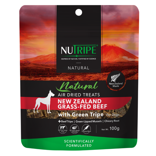 Nutripe Natural Air-Dried New Zealand Grass-Fed Beef with Green Tripe Dog Treats 100g