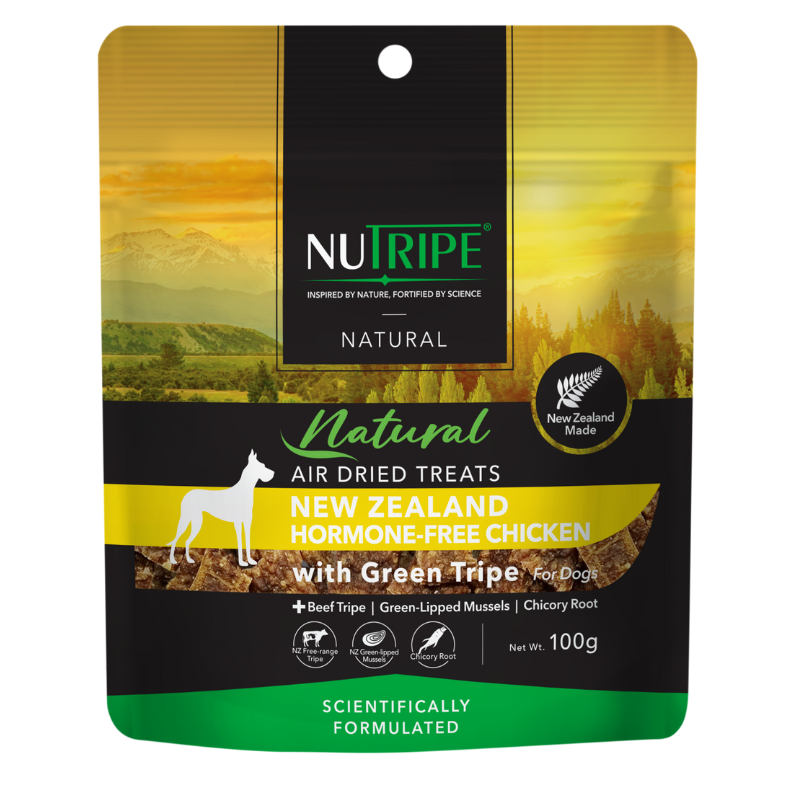 Nutripe Natural Air-Dried New Zealand Hormone-Free Chicken with Green Tripe Dog Treats 100g
