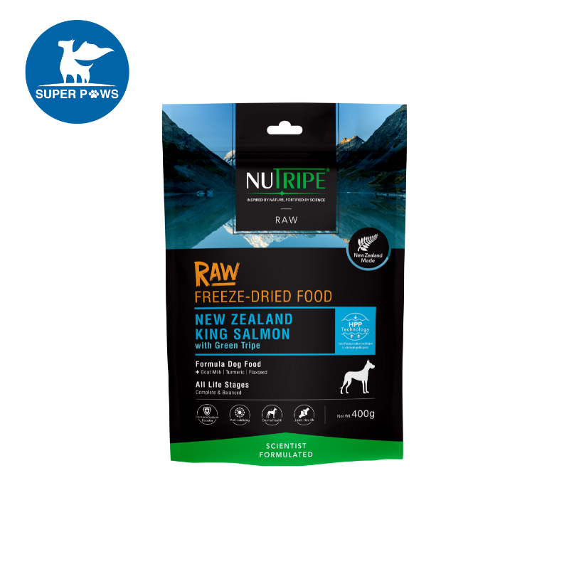 Nutripe Raw Freeze Dried NZ King Salmon with Green Tripe Dog 400g