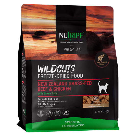 Nutripe WildCuts Freeze-Dried NZ Grass-Fed Beef & Chicken with Green Tripe Formula Cat Food 280g
