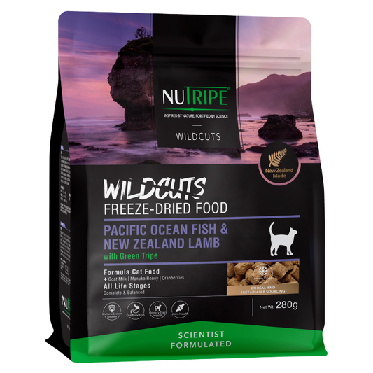 Nutripe WildCuts Freeze-Dried Pacific Ocean Fish & NZ Lamb with Green Tripe Formula Cat Food 280g
