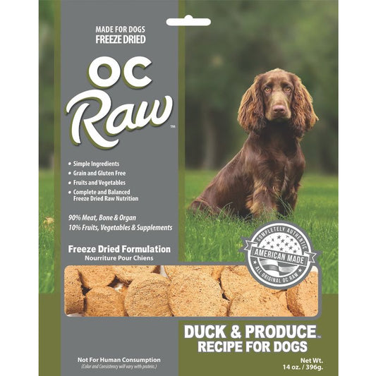 OC Raw Duck & Produce Grain-Free Freeze-Dried Raw Dog Food - 14oz