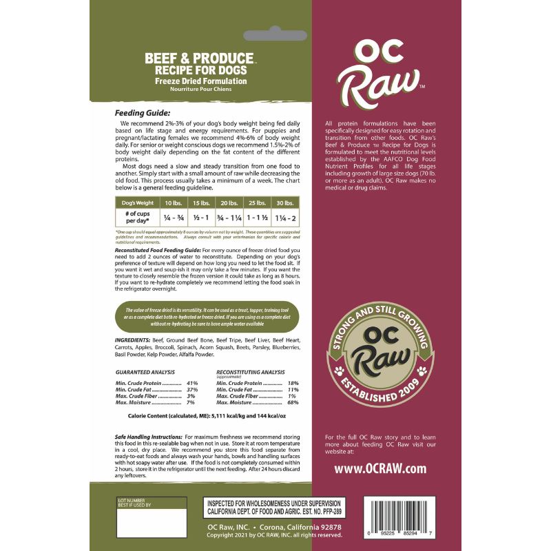 OC Raw Meaty Rox Beef & Produce Grain-Free Freeze-Dried Raw Dog Food - 5.5oz