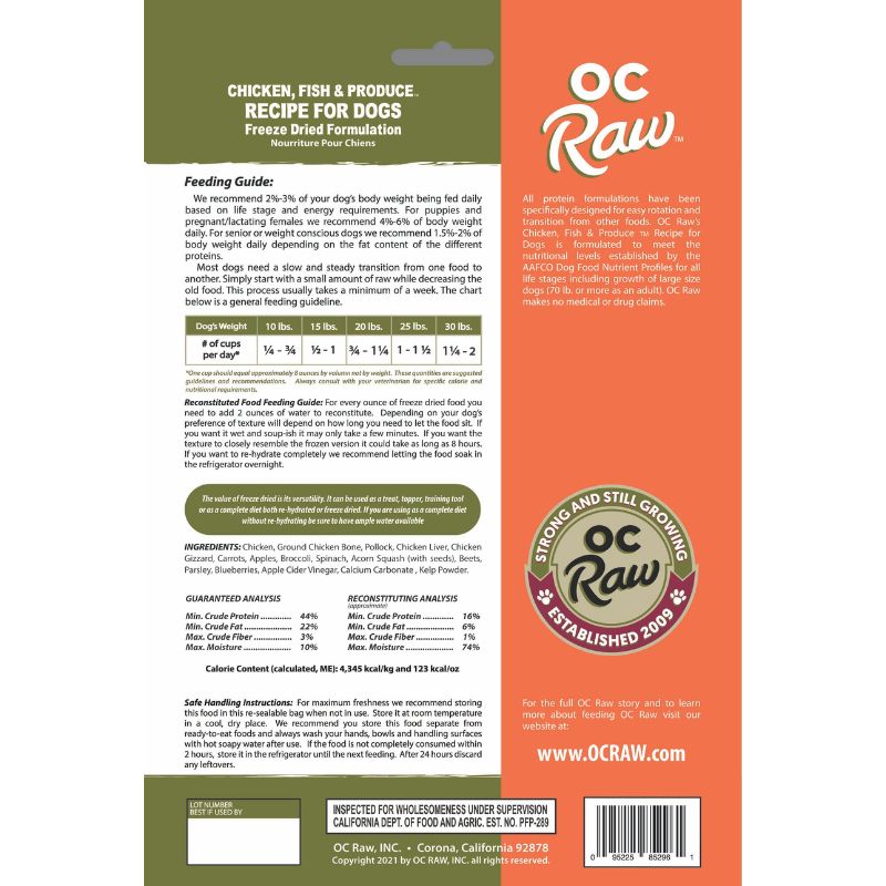 OC Raw Meaty Rox Chicken, Fish & Produce Grain-Free Freeze-Dried Raw Dog Food - 5.5oz