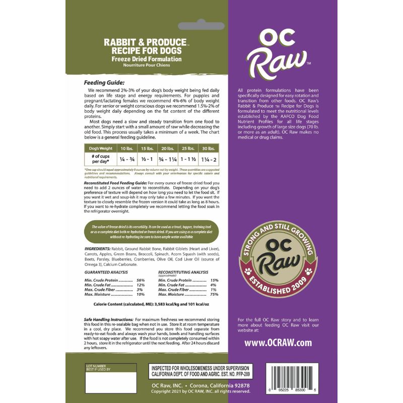 OC Raw Meaty Rox Rabbit & Produce Grain-Free Freeze-Dried Raw Dog Food - 5.5oz