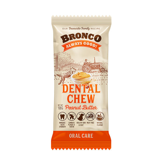 [Bundle of 12] Bronco Dental Chew Peanut Butter 18g