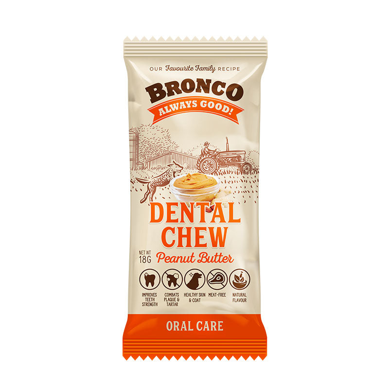 [Bundle of 12] Bronco Dental Chew Peanut Butter 18g