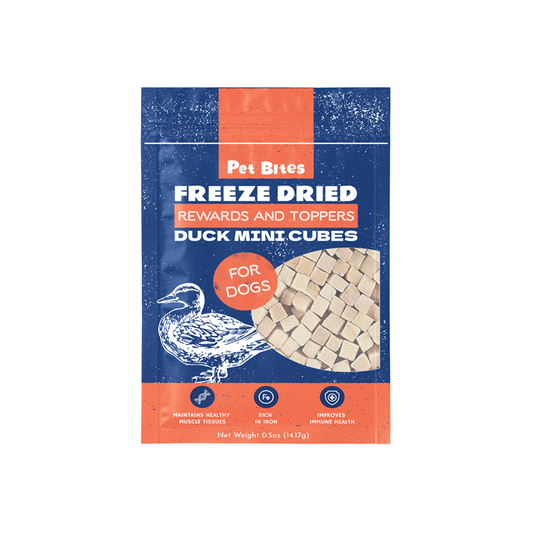 Pet Bites Freeze Dried Rewards and Toppers Duck Mini Cubes For Dogs 14g