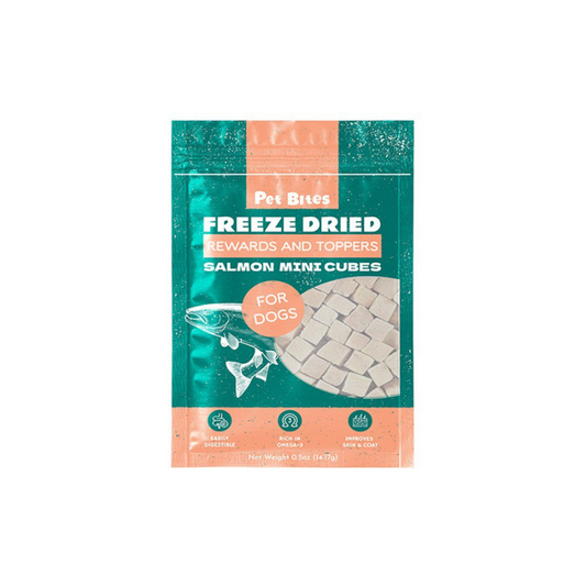 Pet Bites Freeze Dried Rewards and Toppers Salmon Mini Cubes For Dogs 14g