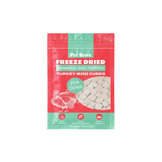 Pet Bites Freeze Dried Rewards and Toppers Turkey Mini Cubes For Dogs 14g