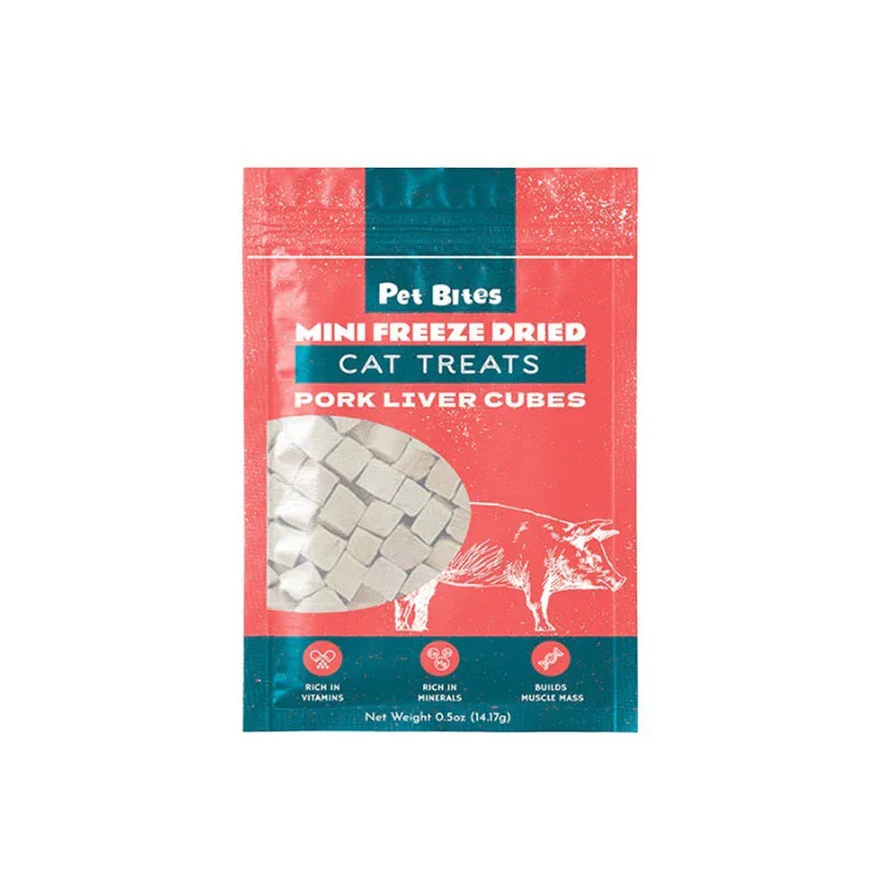 Pet Bites Mini Freeze Dried Pork Liver Cubes For Cats 14g