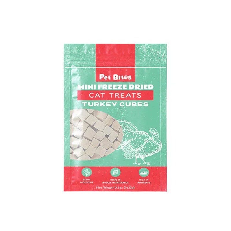 Pet Bites Mini Freeze Dried Turkey Cubes For Cats 14g